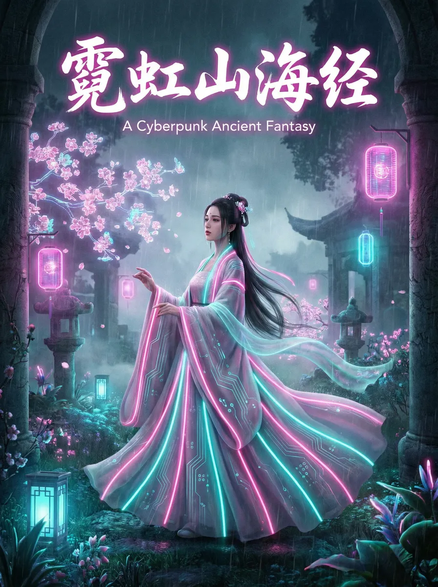 光遇荧光小菇 古风奇缘短剧 - 霓虹山海经海报