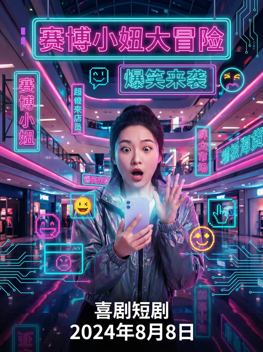 光遇荧光小菇 搞笑喜剧短剧 - 赛博小妞大冒险海报